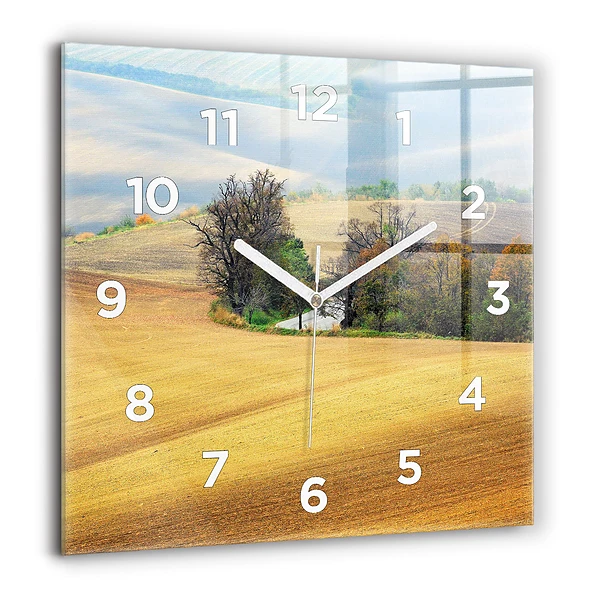 Wanduhr quadratisch Mähren Ländliche Landschaft