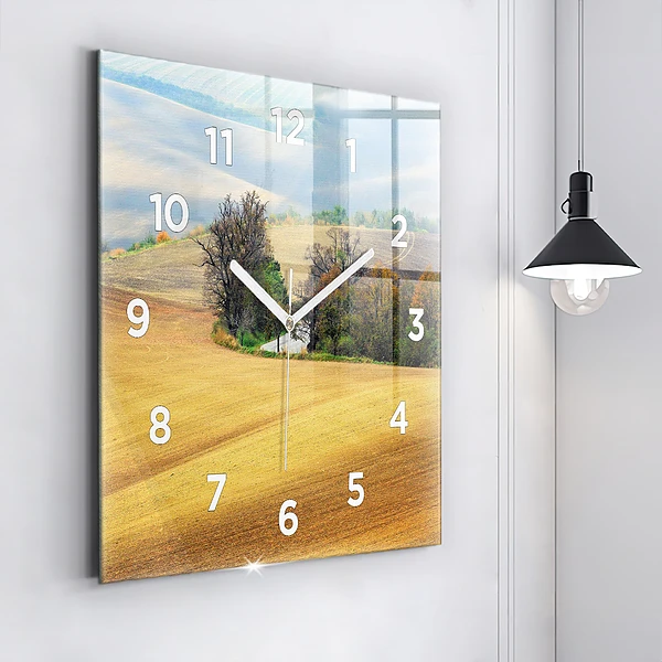 Wanduhr quadratisch Mähren Ländliche Landschaft