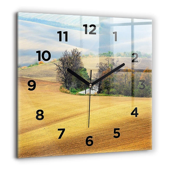Wanduhr quadratisch Mähren Ländliche Landschaft