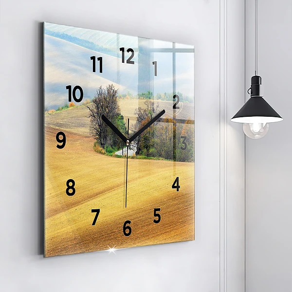 Wanduhr quadratisch Mähren Ländliche Landschaft