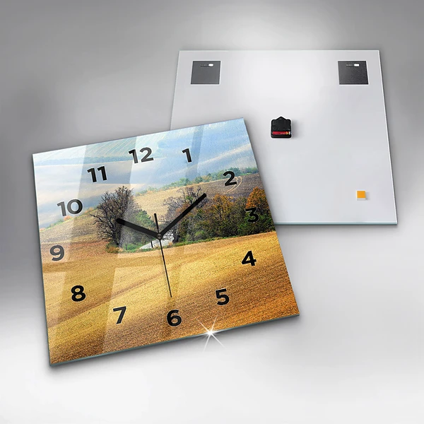 Wanduhr quadratisch Mähren Ländliche Landschaft