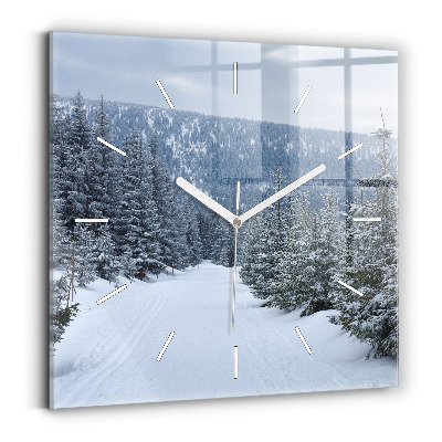Wanduhr modern quadratisch Tschechisches Riesengebirge im Winter