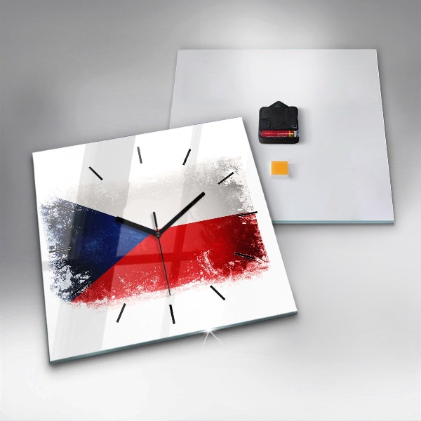 Wanduhr modern quadratisch Flagge der Tschechischen Republik
