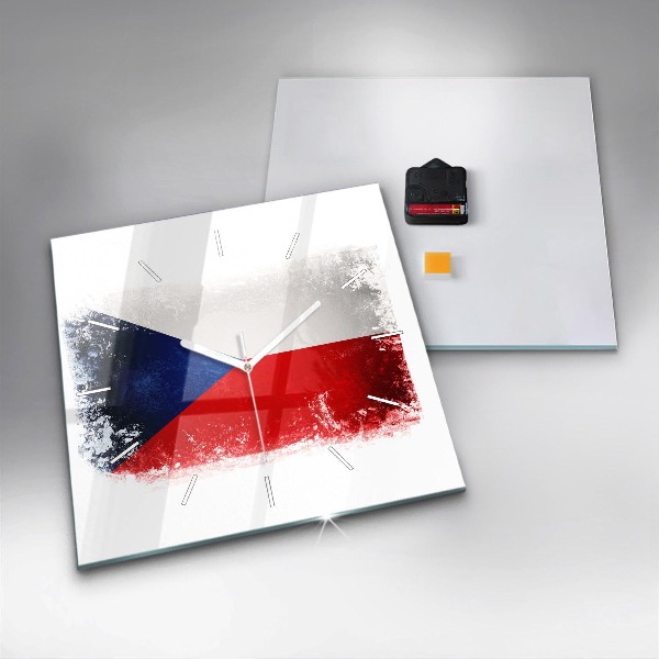 Wanduhr modern quadratisch Flagge der Tschechischen Republik
