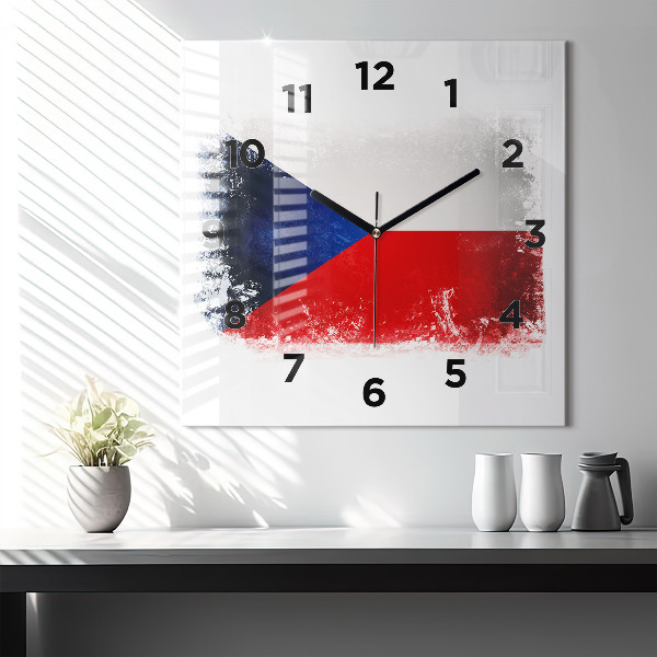 Wanduhr modern quadratisch Flagge der Tschechischen Republik