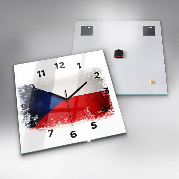 Wanduhr modern quadratisch Flagge der Tschechischen Republik