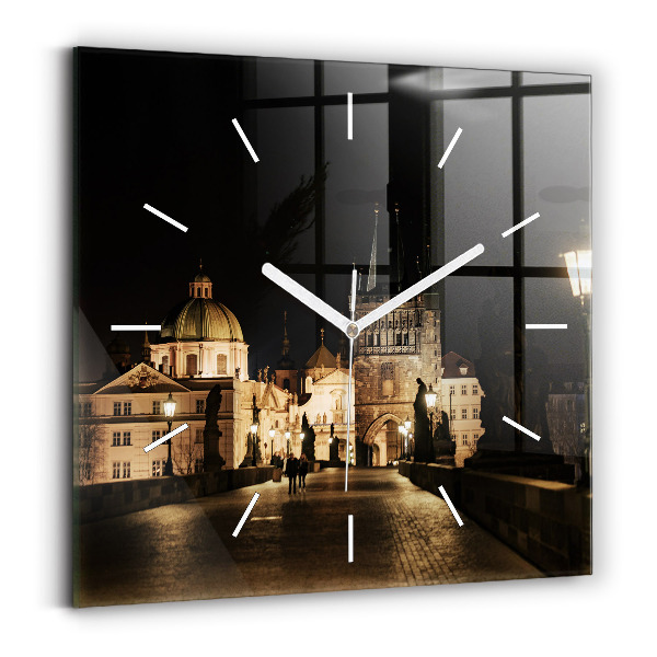 Wanduhr modern quadratisch Karlsbrücke in Prag