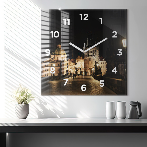 Wanduhr modern quadratisch Karlsbrücke in Prag