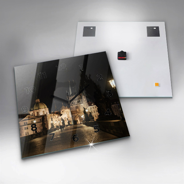 Wanduhr modern quadratisch Karlsbrücke in Prag