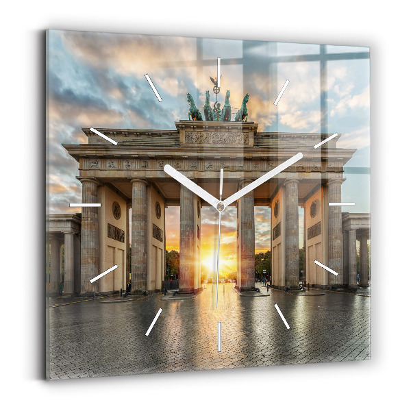 Wanduhr quadratisch mit motiv Brandenburger Tor in Berlin