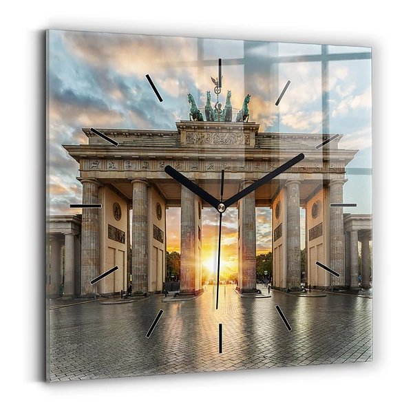 Wanduhr quadratisch mit motiv Brandenburger Tor in Berlin
