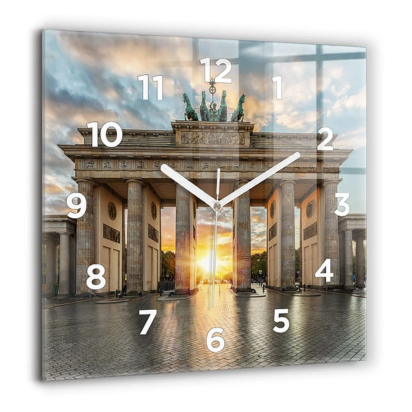 Wanduhr quadratisch mit motiv Brandenburger Tor in Berlin
