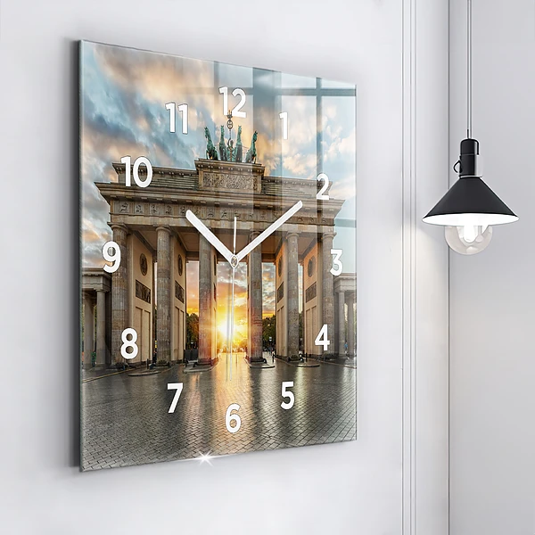 Wanduhr quadratisch mit motiv Brandenburger Tor in Berlin