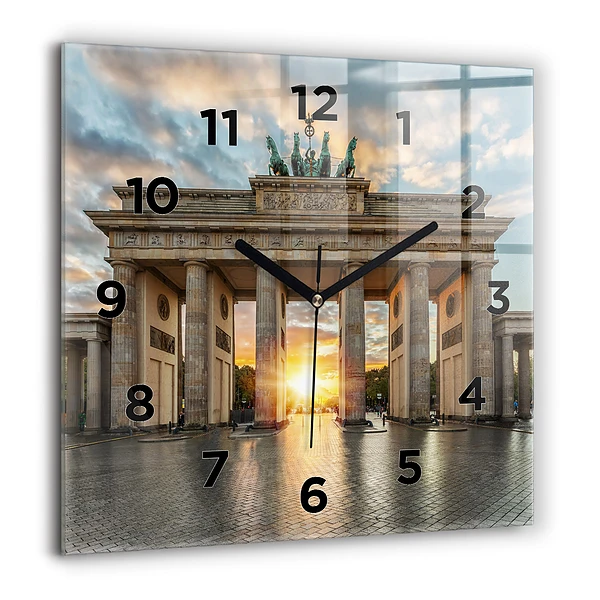 Wanduhr quadratisch mit motiv Brandenburger Tor in Berlin