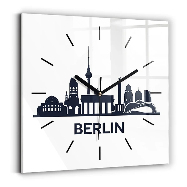 Wanduhr quadratisch mit motiv Illustration der Stadt Berlin