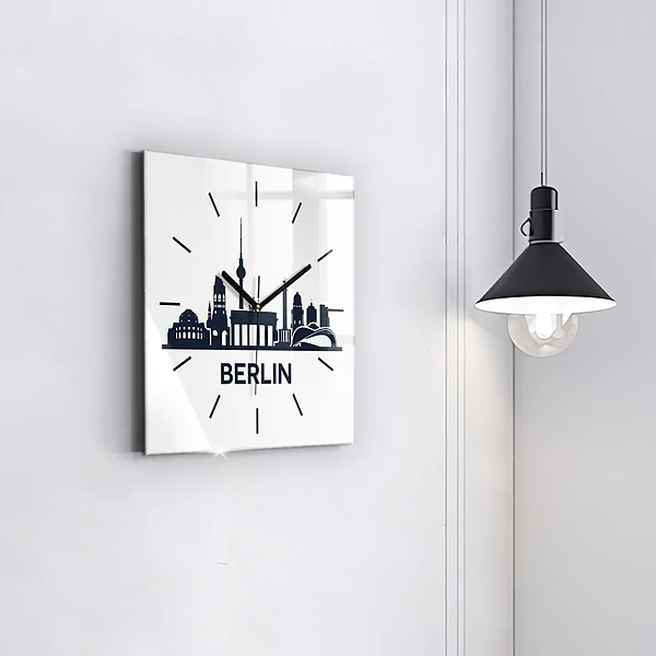 Wanduhr quadratisch mit motiv Illustration der Stadt Berlin