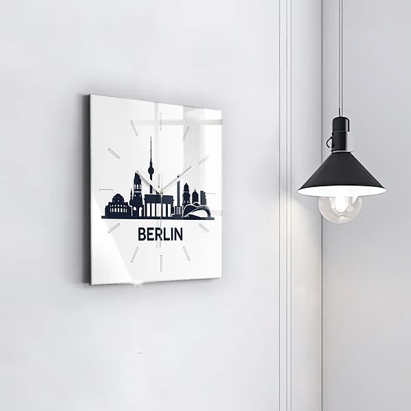 Wanduhr quadratisch mit motiv Illustration der Stadt Berlin