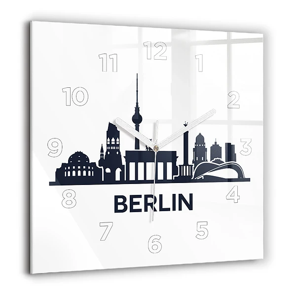 Wanduhr quadratisch mit motiv Illustration der Stadt Berlin
