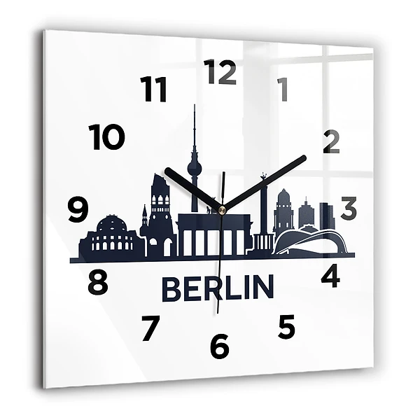 Wanduhr quadratisch mit motiv Illustration der Stadt Berlin