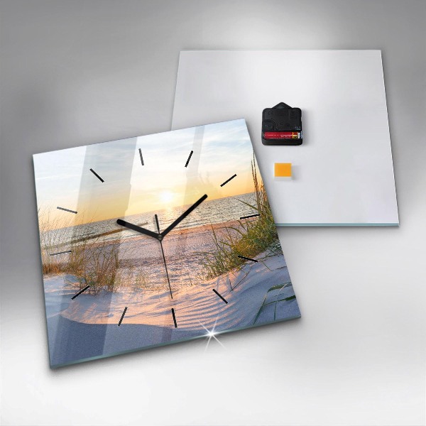 Wanduhr quadratisch Sonnenuntergang über dem Meer