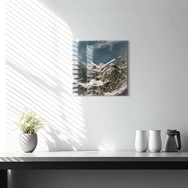 Wanduhr quadratisch mit motiv Watzmann Berge