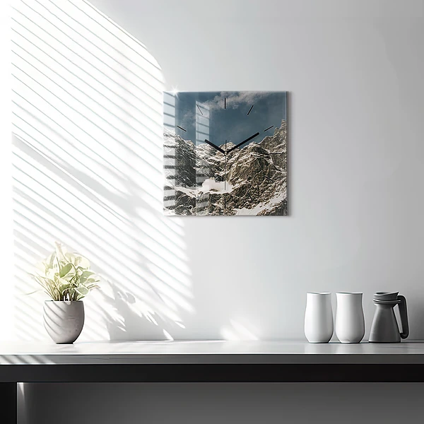 Wanduhr quadratisch mit motiv Watzmann Berge