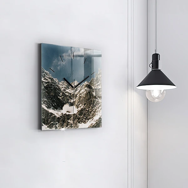 Wanduhr quadratisch mit motiv Watzmann Berge
