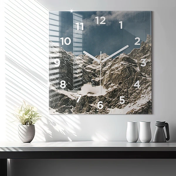 Wanduhr quadratisch mit motiv Watzmann Berge