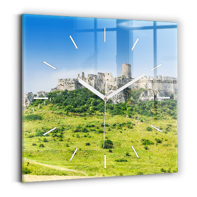 Wanduhr quadratisch mit motiv Zipser Burg in der Slowakei