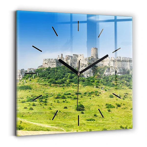 Wanduhr quadratisch mit motiv Zipser Burg in der Slowakei