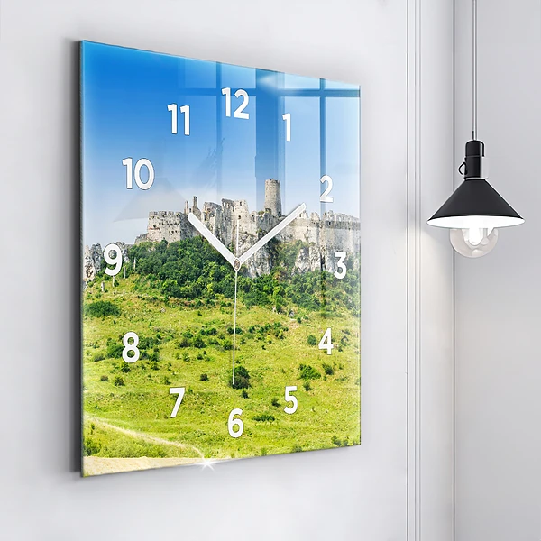Wanduhr quadratisch mit motiv Zipser Burg in der Slowakei