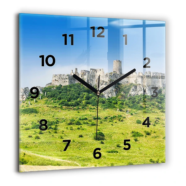 Wanduhr quadratisch mit motiv Zipser Burg in der Slowakei