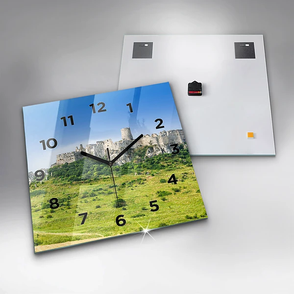 Wanduhr quadratisch mit motiv Zipser Burg in der Slowakei