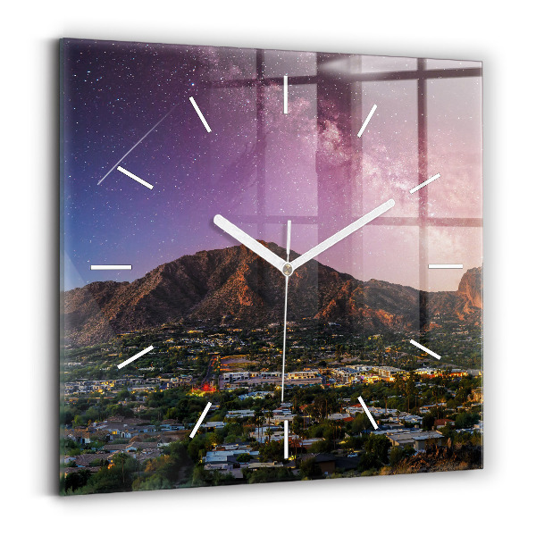 Wanduhr quadratisch Berglandschaft