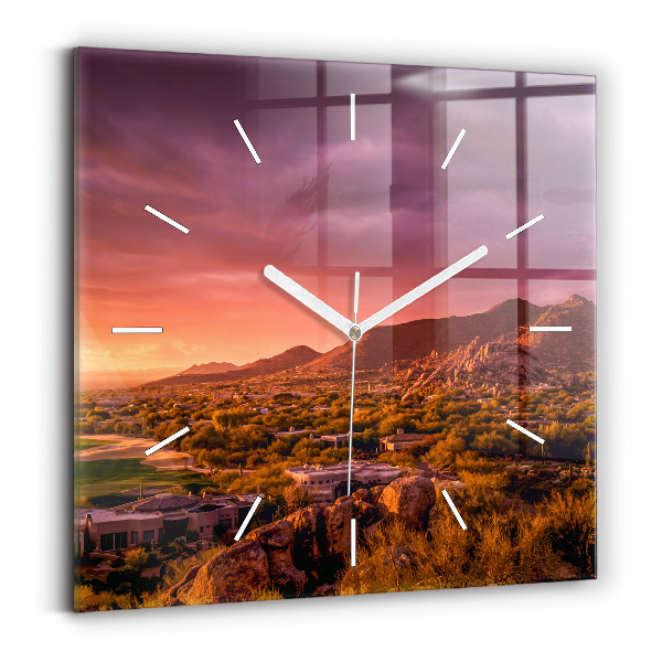 Wanduhr quadratisch mit motiv Sonnenuntergang im Norden von Scottsdale