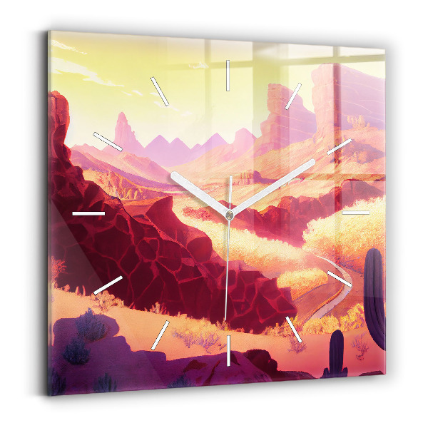 Wanduhr quadratisch Illustration der Wüste von Arizona