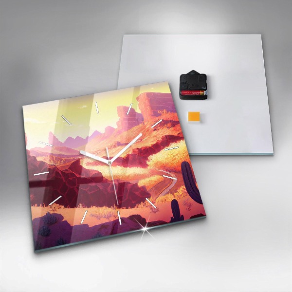 Wanduhr quadratisch Illustration der Wüste von Arizona