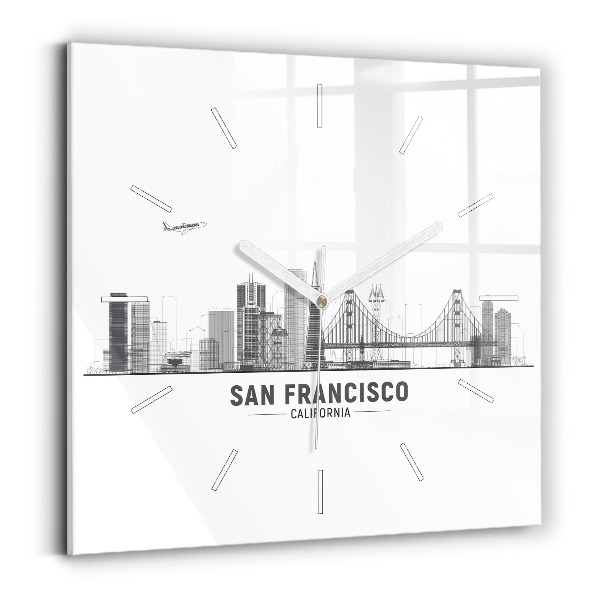 Wanduhr modern quadratisch San Francisco Panorama