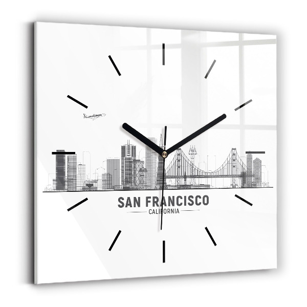 Wanduhr modern quadratisch San Francisco Panorama