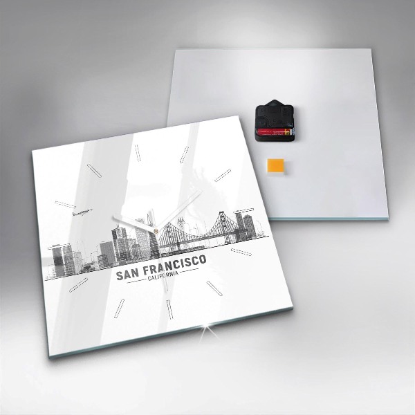 Wanduhr modern quadratisch San Francisco Panorama