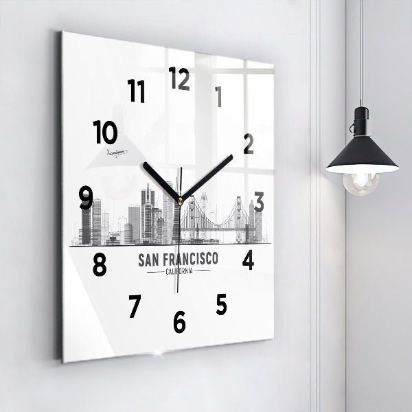 Wanduhr modern quadratisch San Francisco Panorama