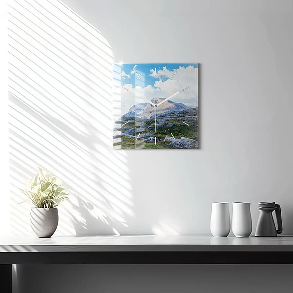 Wanduhr modern quadratisch Felsige Landschaft