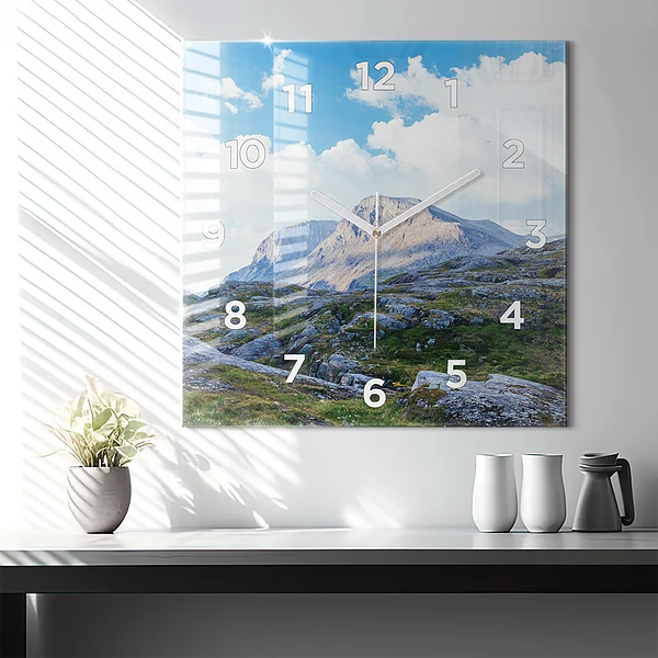 Wanduhr modern quadratisch Felsige Landschaft
