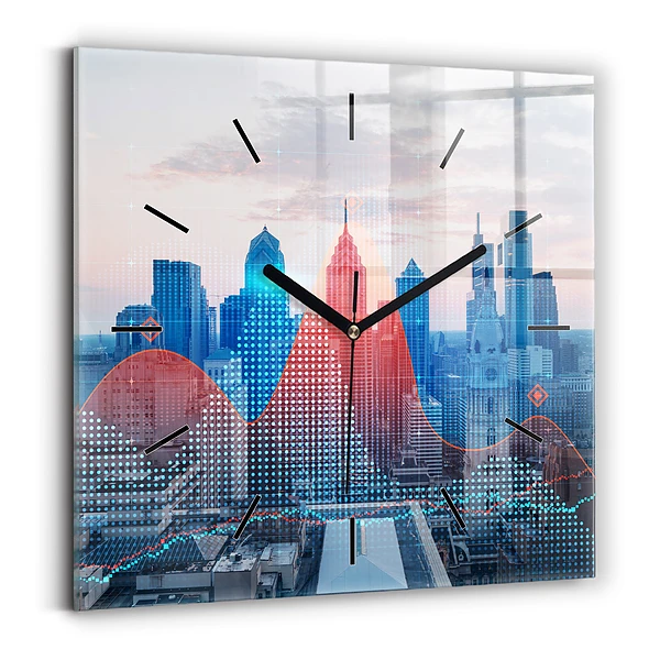 Wanduhr quadratisch Wolkenkratzer in Philadelphia