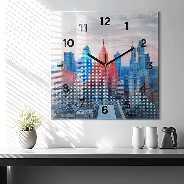 Wanduhr quadratisch Wolkenkratzer in Philadelphia