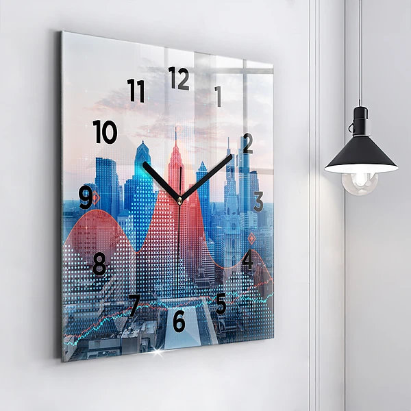 Wanduhr quadratisch Wolkenkratzer in Philadelphia