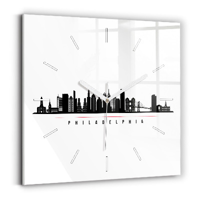 Wanduhr modern quadratisch Illustration Philadelphia