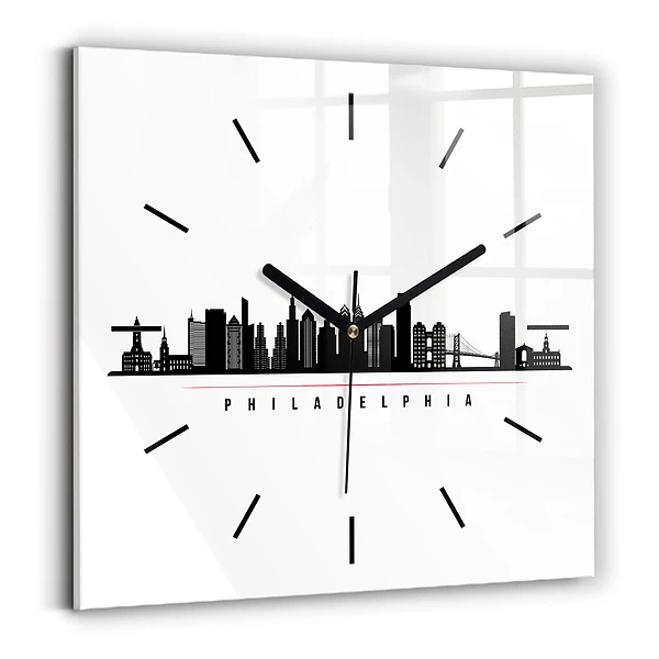 Wanduhr modern quadratisch Illustration Philadelphia