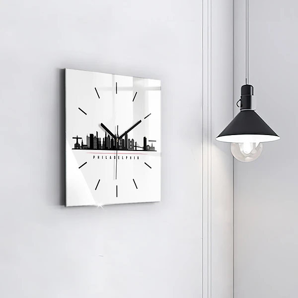 Wanduhr modern quadratisch Illustration Philadelphia