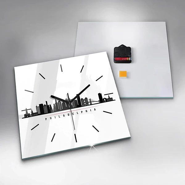 Wanduhr modern quadratisch Illustration Philadelphia